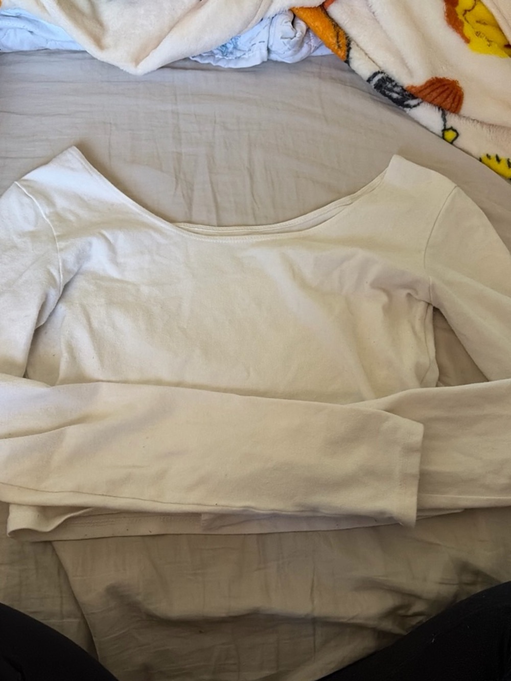 Brandy Melville White Long-Sleeve Boatneck Top